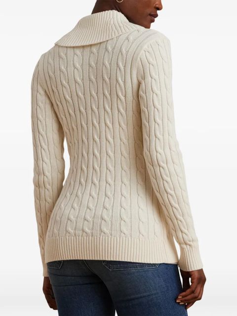 Lauren Ralph Lauren cable-knit buckle-fastening cardigan - White