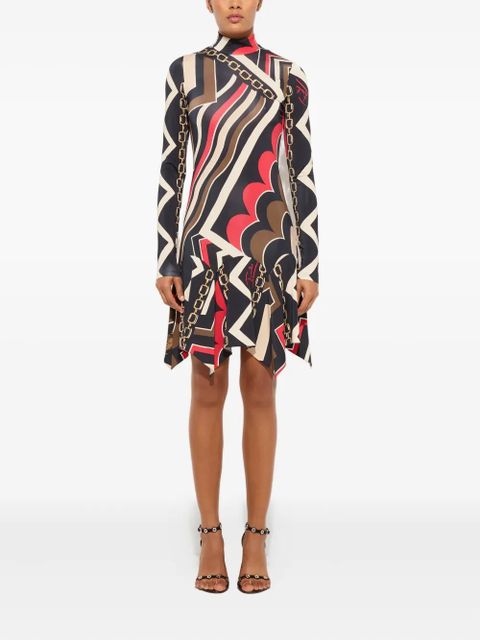 PUCCI istrice-print satin dress - Black