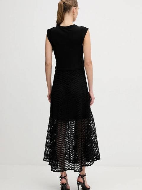 Dkny sukienka kolor czarny maxi rozkloszowana P5KD8DQY