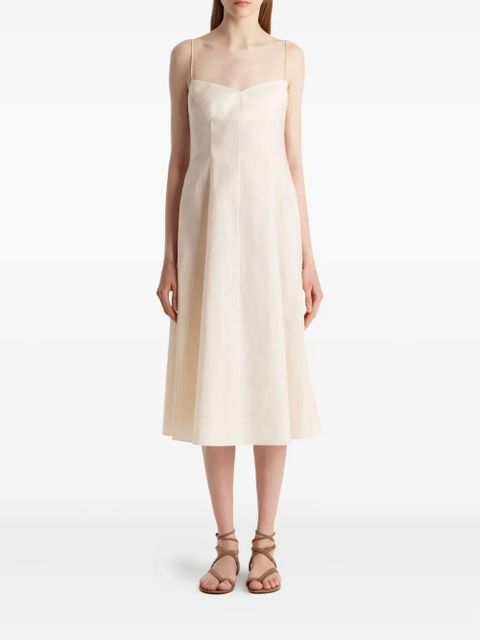 KHAITE Isabella spaghetti-strap A-line midi dress - Neutrals