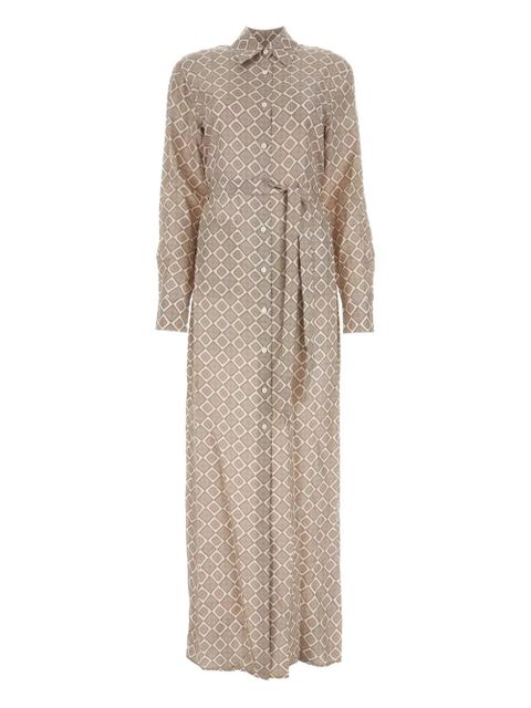 Prada geometric-print maxi shirt dress - Neutrals - zdjęcie produktu nr 1
