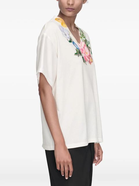 Maison Margiela floral V-neck T-shirt - White