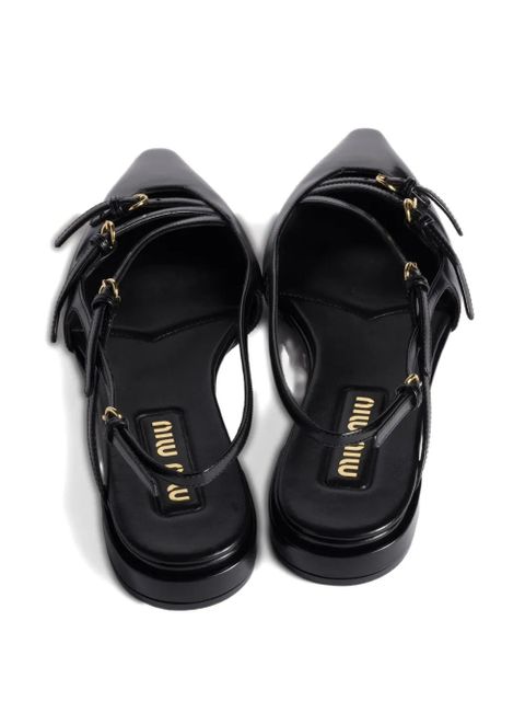 Miu Miu buckled slingback flat pumps - Black