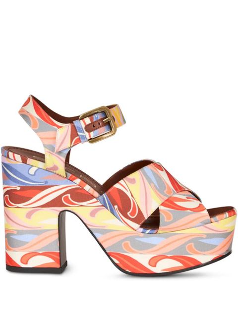 ETRO 100mm summer-print leather sandals - Neutrals - zdjęcie produktu nr 1