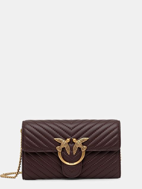 Pinko torebka skórzana kolor brązowy 100062 A0GK