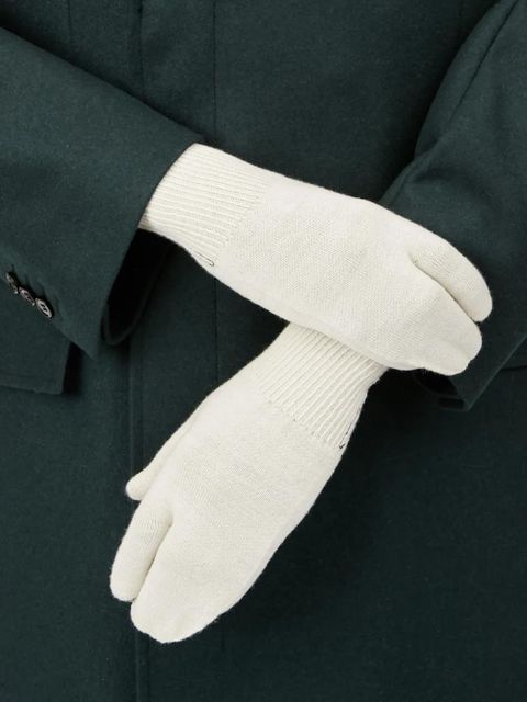 MM6 Maison Margiela contrast-trim ribbed-knit gloves - Neutrals