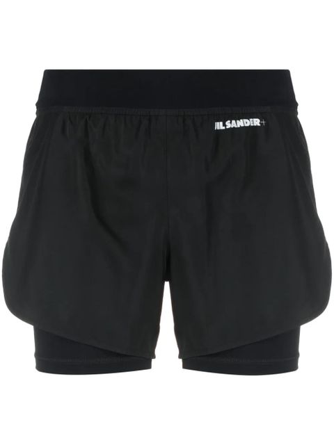Jil Sander logo-print layered shorts - Black - zdjęcie produktu nr 1