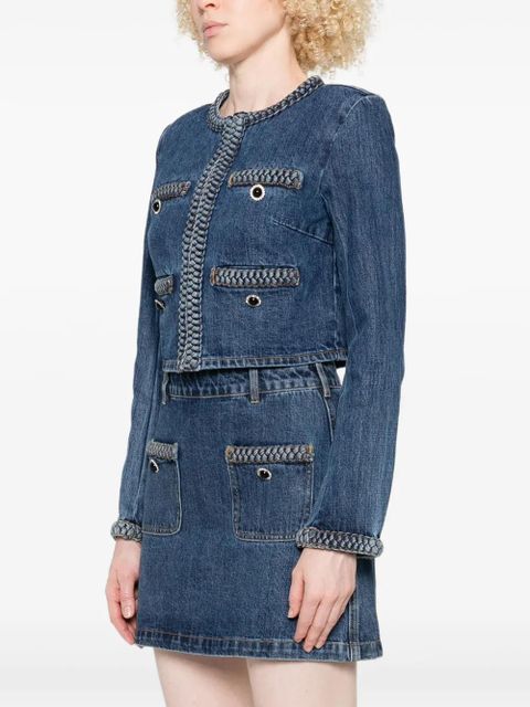 Self-Portrait braided-trim denim jacket - Blue