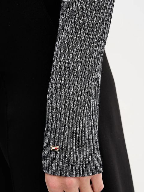 Tommy Hilfiger longsleeve damskie kolor szary z półgolfem WW0WW49391