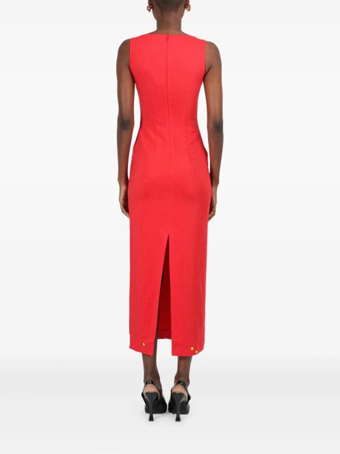 Rowen Rose gathered-detail sleeveless midi dress