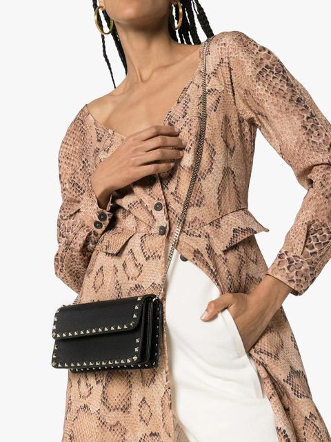 Valentino Garavani Rockstud leather clutch bag - Black