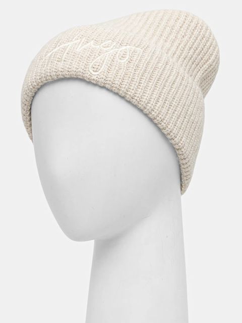 HUGO czapka z domieszką wełny kolor beżowy 50524104 - zdjęcie produktu nr 2