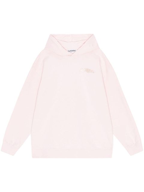 GANNI logo-print cotton hoodie - Pink - zdjęcie produktu nr 1