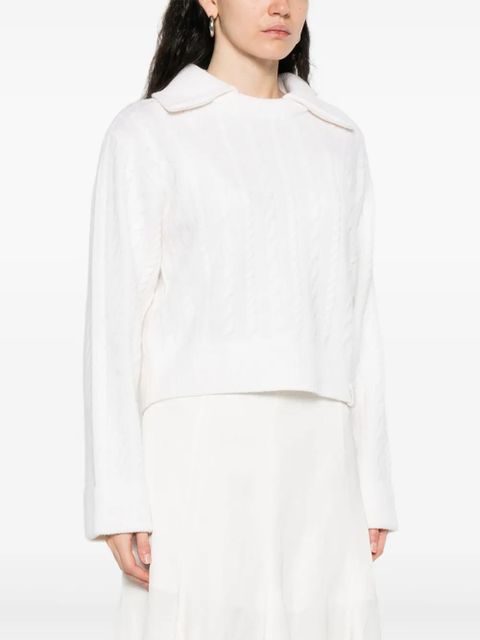 SANDRO cable-knit collared sweater - Neutrals