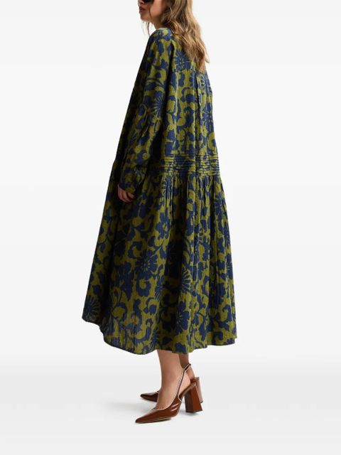 Essentiel Antwerp floral-print pleated shirt dress - Green