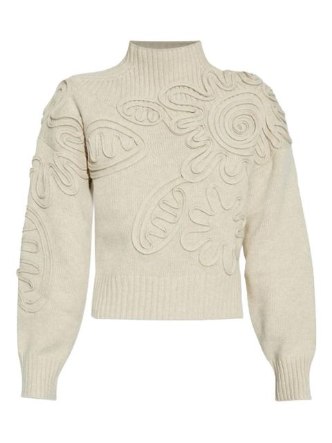 Cult Gaia floral-applique mock-neck sweater - Neutrals - zdjęcie produktu nr 1