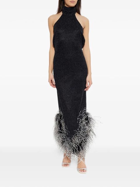 Oséree feather halterneck dress - Black - zdjęcie produktu nr 2