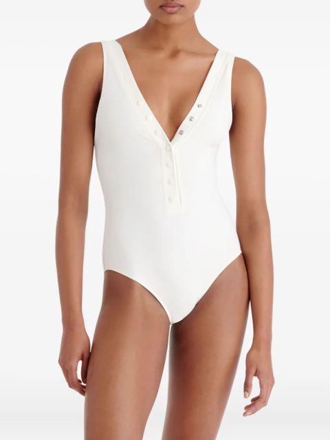 ERES Icône ribbed snap-detail swimsuit - White - zdjęcie produktu nr 2