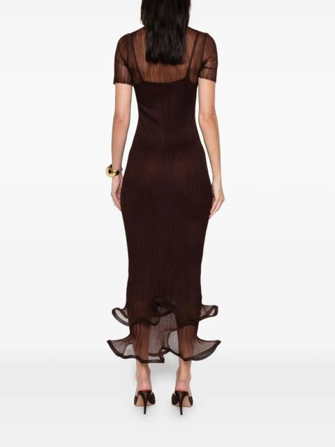 Simkhai ruffled selena midi dress - Brown