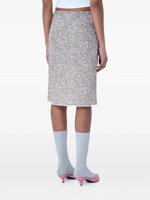 Prada floral-PATTERN midi skirt - Grey