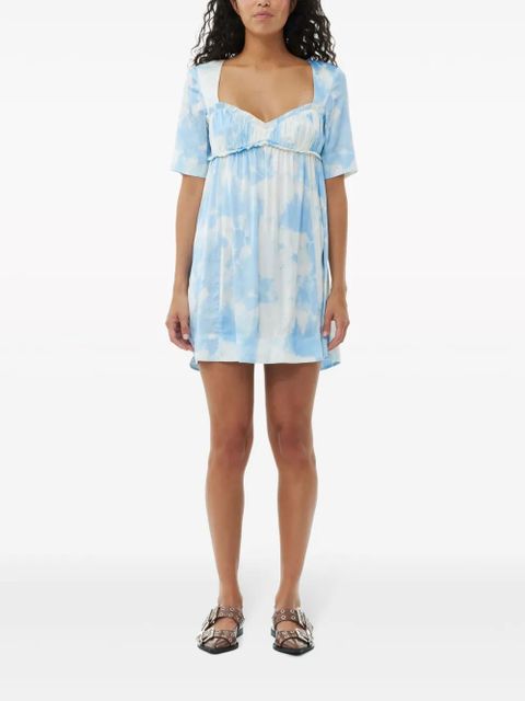 GANNI graphic-print satin minidress - Blue - zdjęcie produktu nr 2