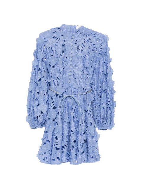 ZIMMERMANN floral appliqué belt dress - Blue