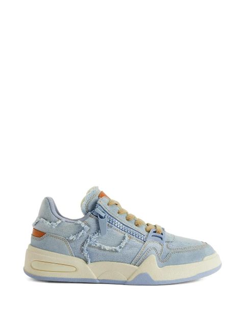 Giuseppe Zanotti frayed zip-up trainers - Blue - zdjęcie produktu nr 1