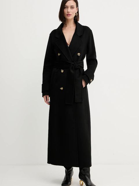 Fracomina płaszcz z wełną kolor czarny FR25WC1001W80201 - zdjęcie produktu nr 1