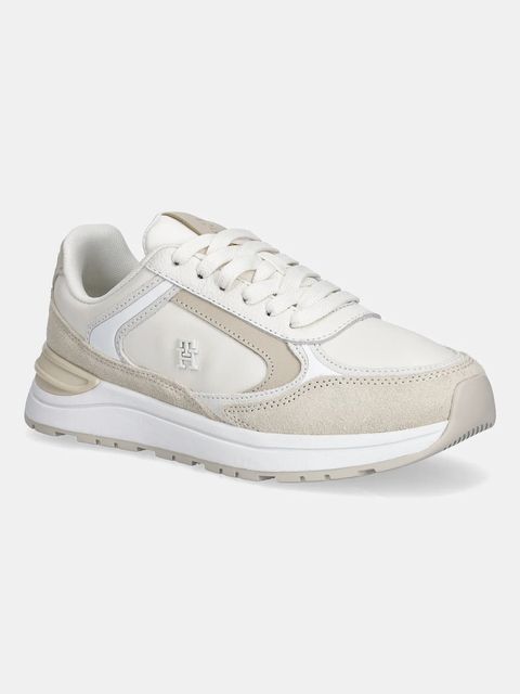 Tommy Hilfiger sneakersy skórzane CASUAL FASHION RUNNER LTR damskie kolor beżowy FW0FW08832 - zdjęcie produktu nr 1