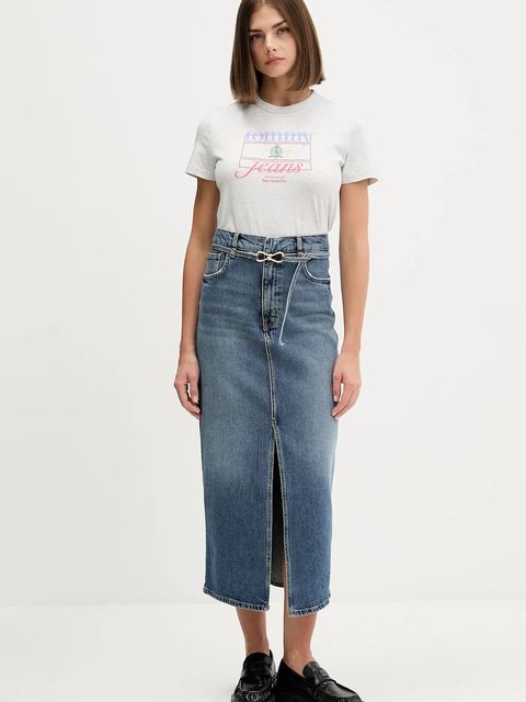 Tommy Jeans t-shirt bawełniany damski kolor szary DW0DW21533