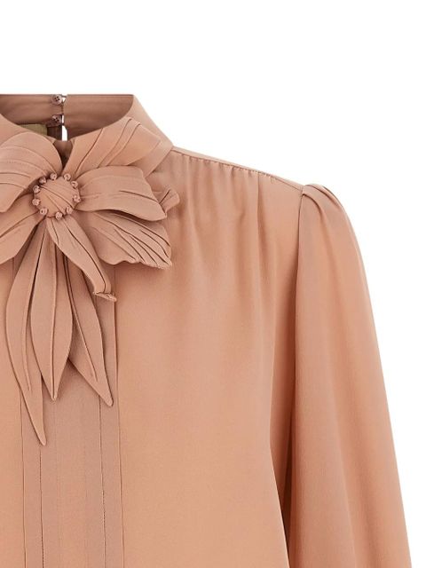 Valentino Garavani floral-appliqué pleated top - Neutrals