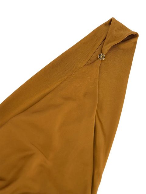 Versace pleated V-neck gown - Brown