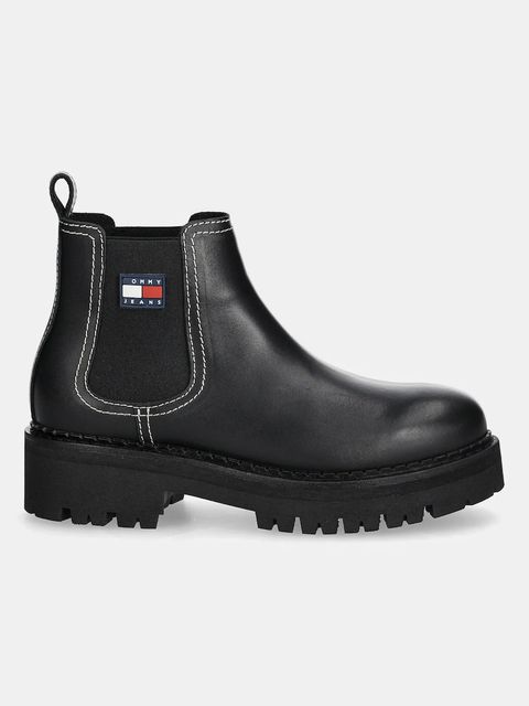 Tommy Jeans sztyblety skórzane TJW URBAN CHELSEA BOOT damskie kolor czarny na platformie EN0EN02908 - zdjęcie produktu nr 2