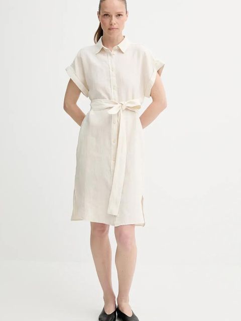 Marc O'Polo sukienka lniana kolor beżowy mini prosta 504011221223