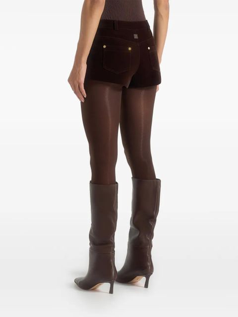 Manière De Voir velvet patent mini shorts - Brown