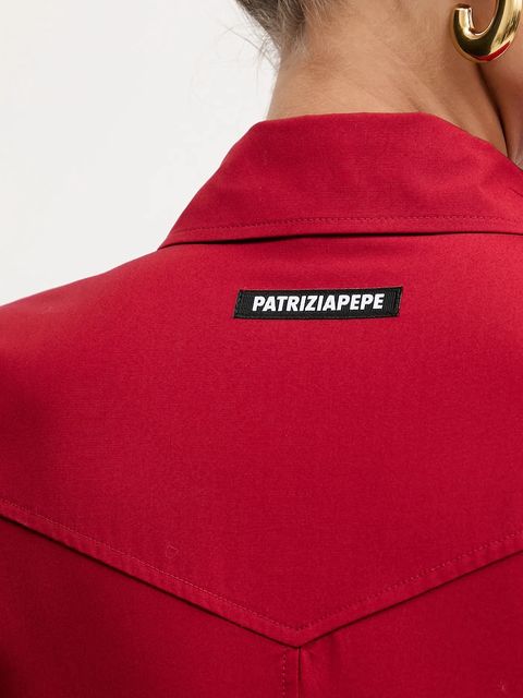 Patrizia Pepe sukienka bawełniana kolor czerwony midi prosta 8A1538 A391