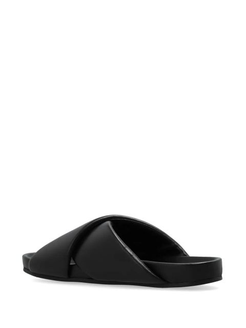 Lanvin logo-appliqué crossover leather slides - Black