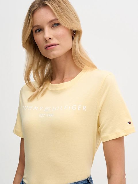 Tommy Hilfiger t-shirt bawełniany damski kolor żółty WW0WW40276