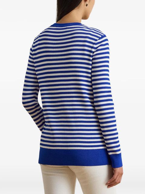 Lauren Ralph Lauren striped ribbed-knit cardigan - Blue