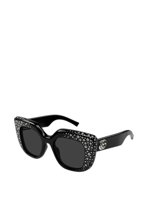 Gucci Eyewear crystal-embellished square-frame sunglasses - Black - zdjęcie produktu nr 2
