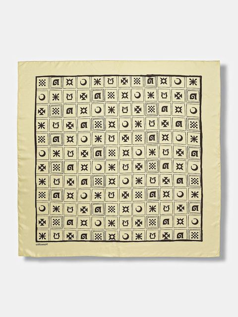 Nanushka chusta jedwabna kolor beżowy wzorzysta NU24CRSC03011 - zdjęcie produktu nr 1