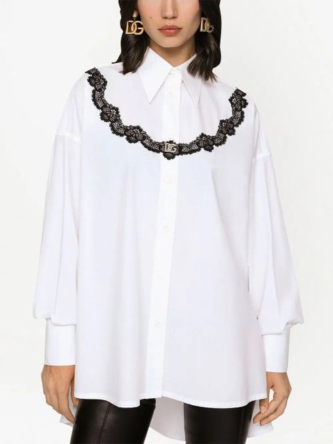 Dolce & Gabbana lace-insert poplin shirt - White