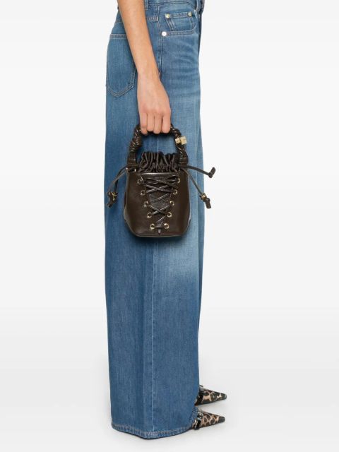 GANNI logo-embellished bucket bag - Brown
