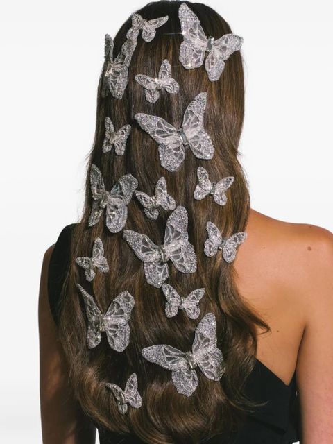 Jennifer Behr Abbie crystal butterfly hair clip - White