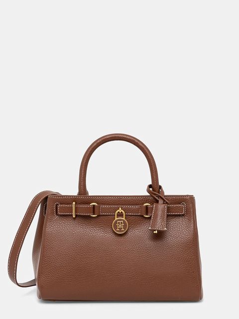 Tommy Hilfiger torebka skórzana kolor brązowy AW0AW17926 - zdjęcie produktu nr 1