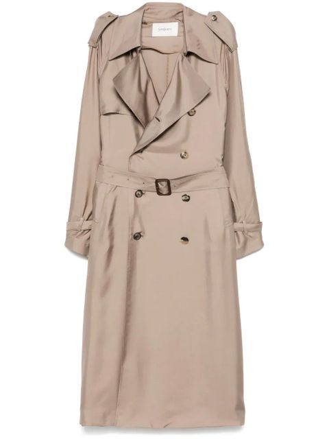 Saint Laurent silk trench coat - Neutrals