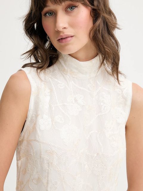 Rotate sukienka ślubna kolor beżowy maxi rozkloszowana 114196857