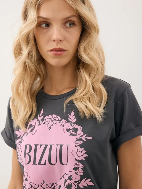 Bizuu t-shirt IOLA damski kolor szary IOLA GRAFITOWY - zdjęcie produktu nr 2