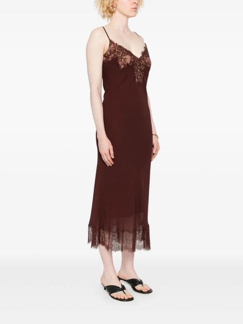 Self-Portrait lace-embellished dress - Brown