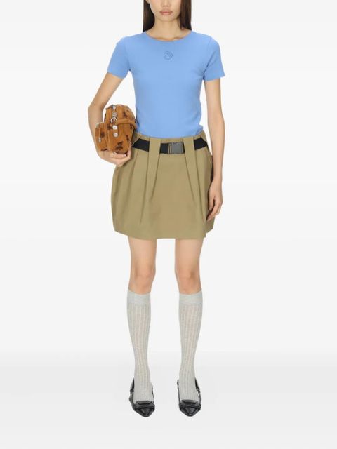 Marine Serre moon-logo ribbed T-shirt - Blue - zdjęcie produktu nr 2